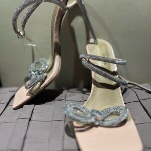 Fashion Nova Silver Strappy Heels